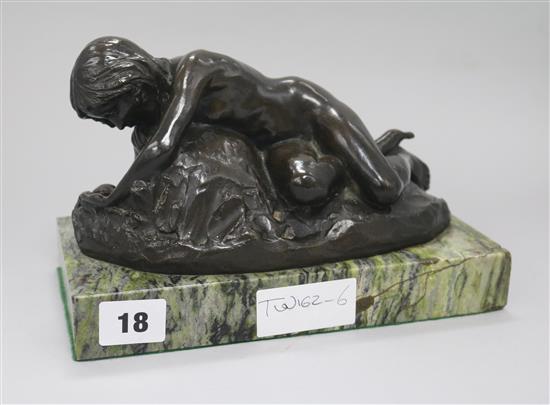 Elizabeth Anna Clapp (1885-1974), bronze, Naiad by a rock pool, signed (possibly exhibited in 1918)